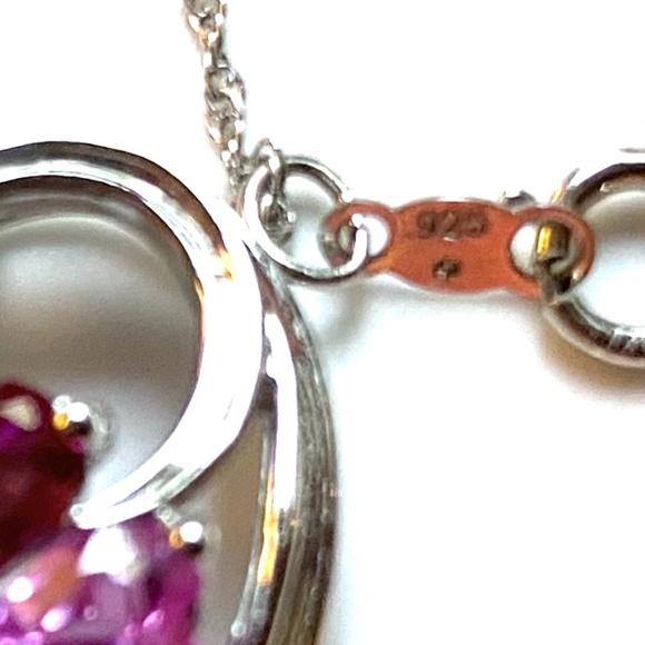 Sterling Silver Heart Shaped Floral Necklace - Picture 6 of 6
